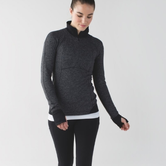 Lululemon Runderful 1/2 Zip Mini Check Pique Black Heathered Black / Black - Picture 3 of 16